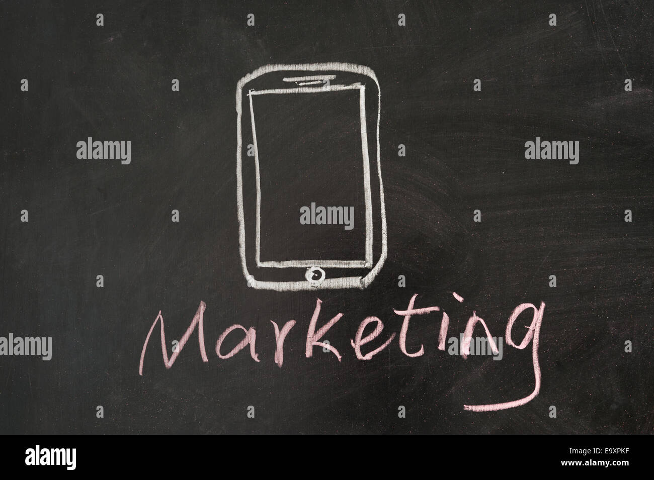 Mobile marketing concept drawn on blackboard Stock Photo