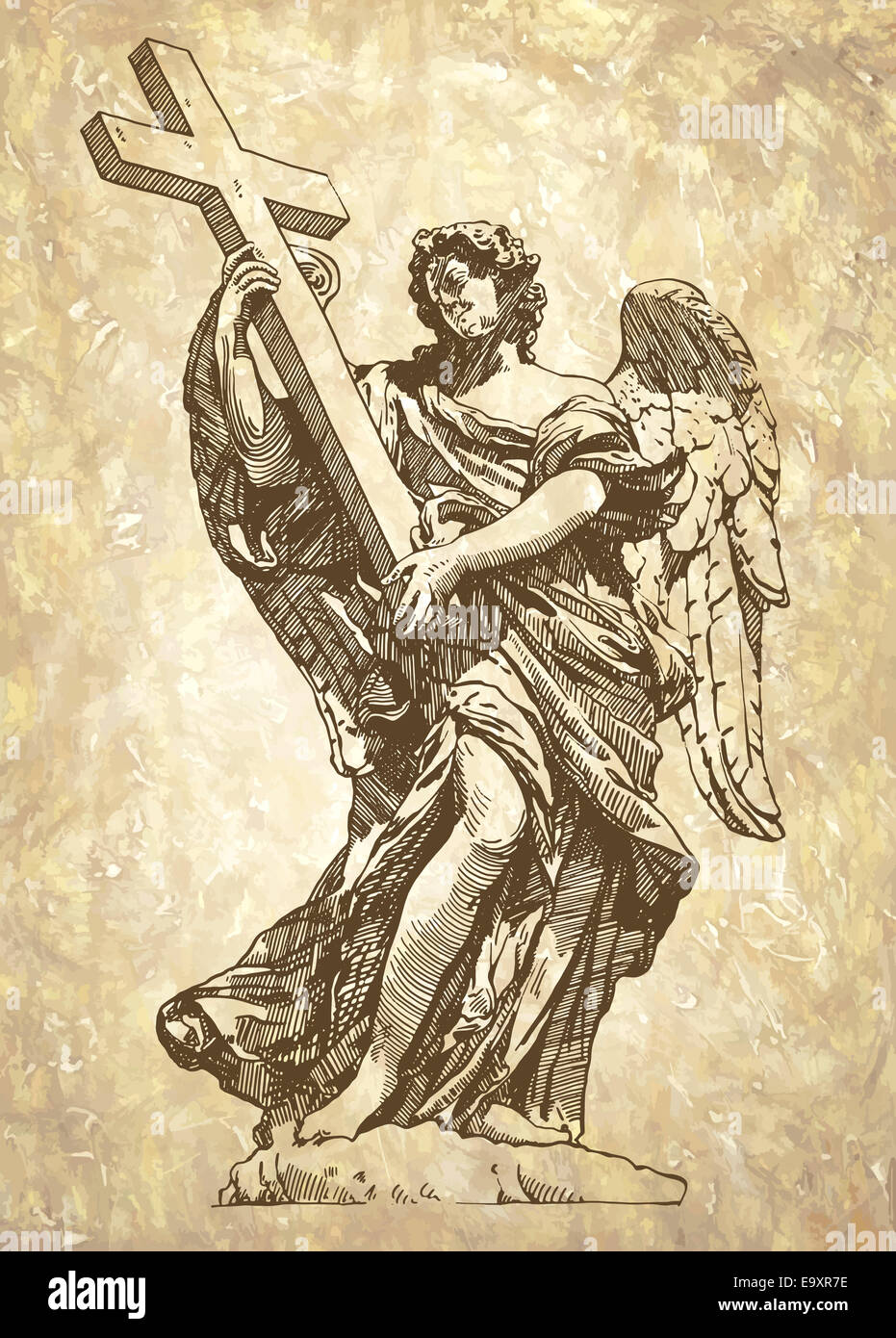 sketch digital drawing marble statue of angel Stock Photo Alamy
