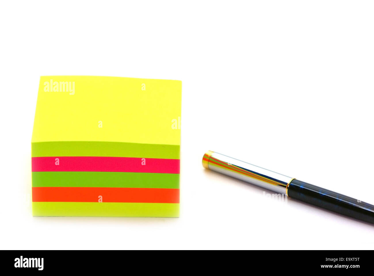 Stack of post it and pen, close up image Stock Photo - Alamy