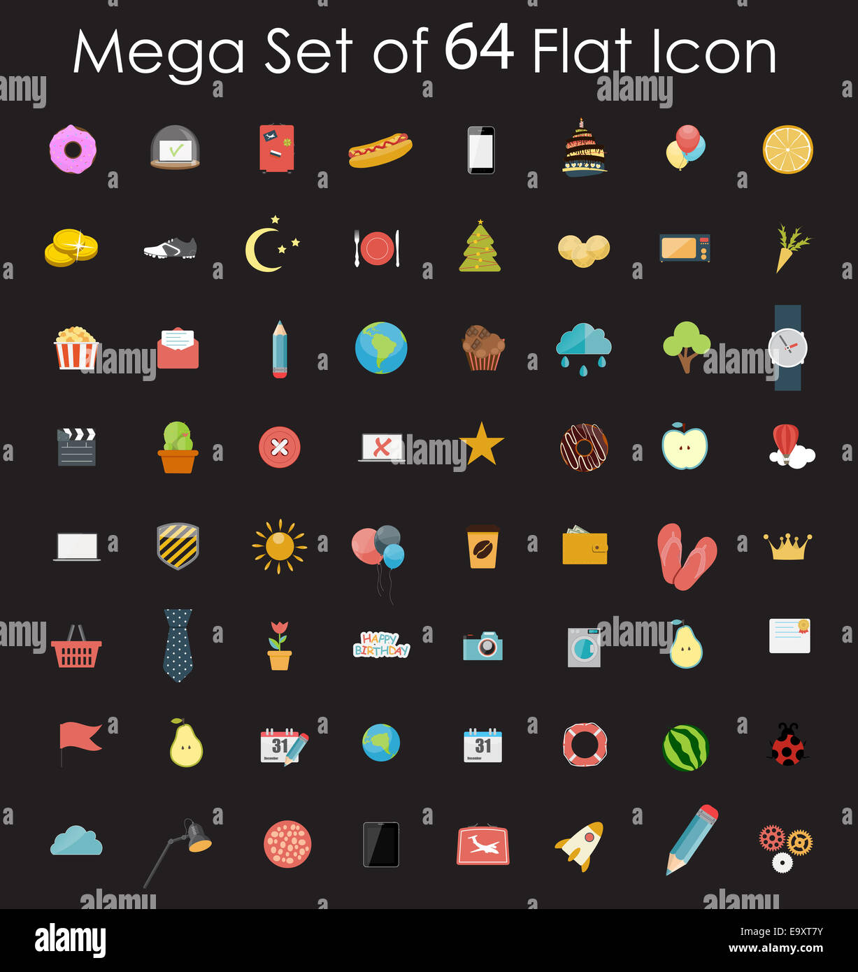 Set of Flat Design Icons Vector Illustration Stock Photo - Alamy