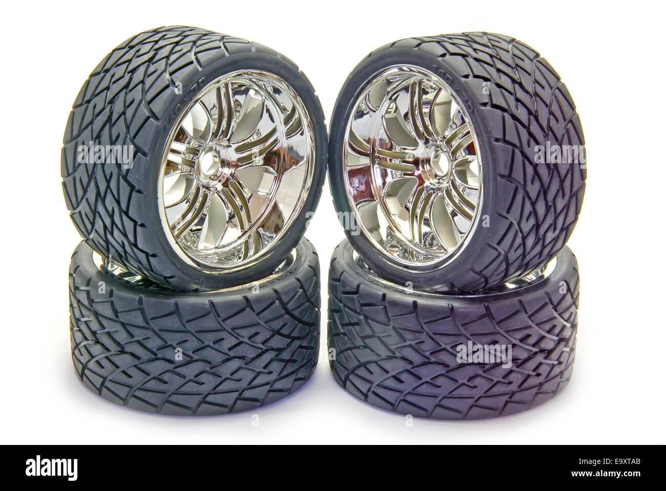 Four street tyres for a radio controlled car Stock Photo Alamy