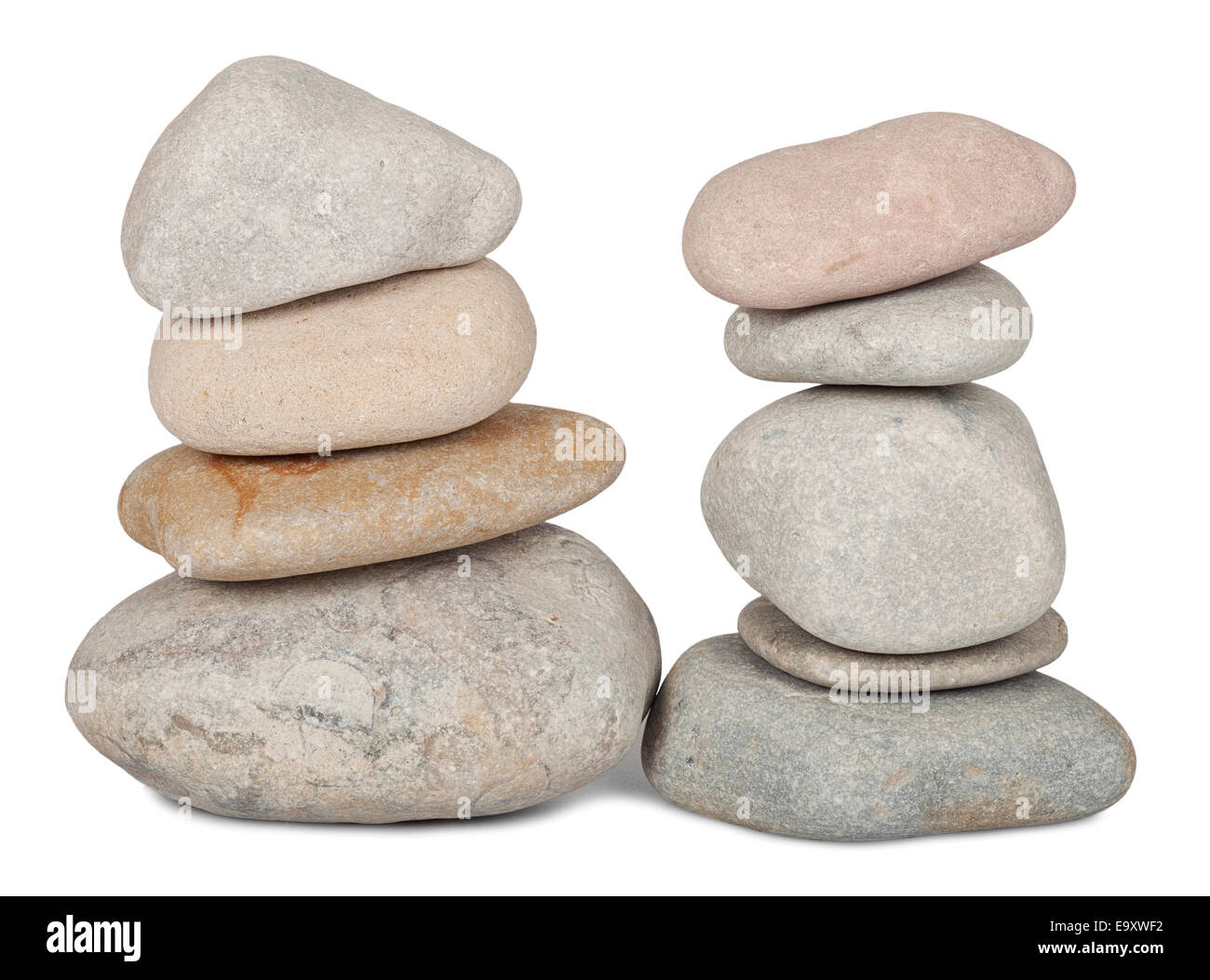 Piles of grey stones are isolated on white Stock Photo