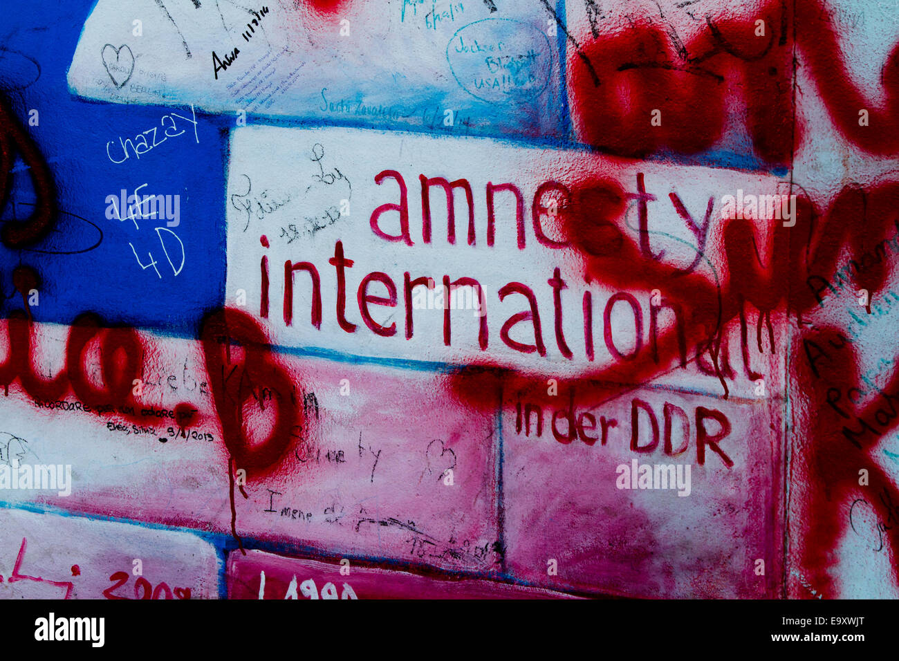 Graffiti street Berlin Wall amnesty international Stock Photo