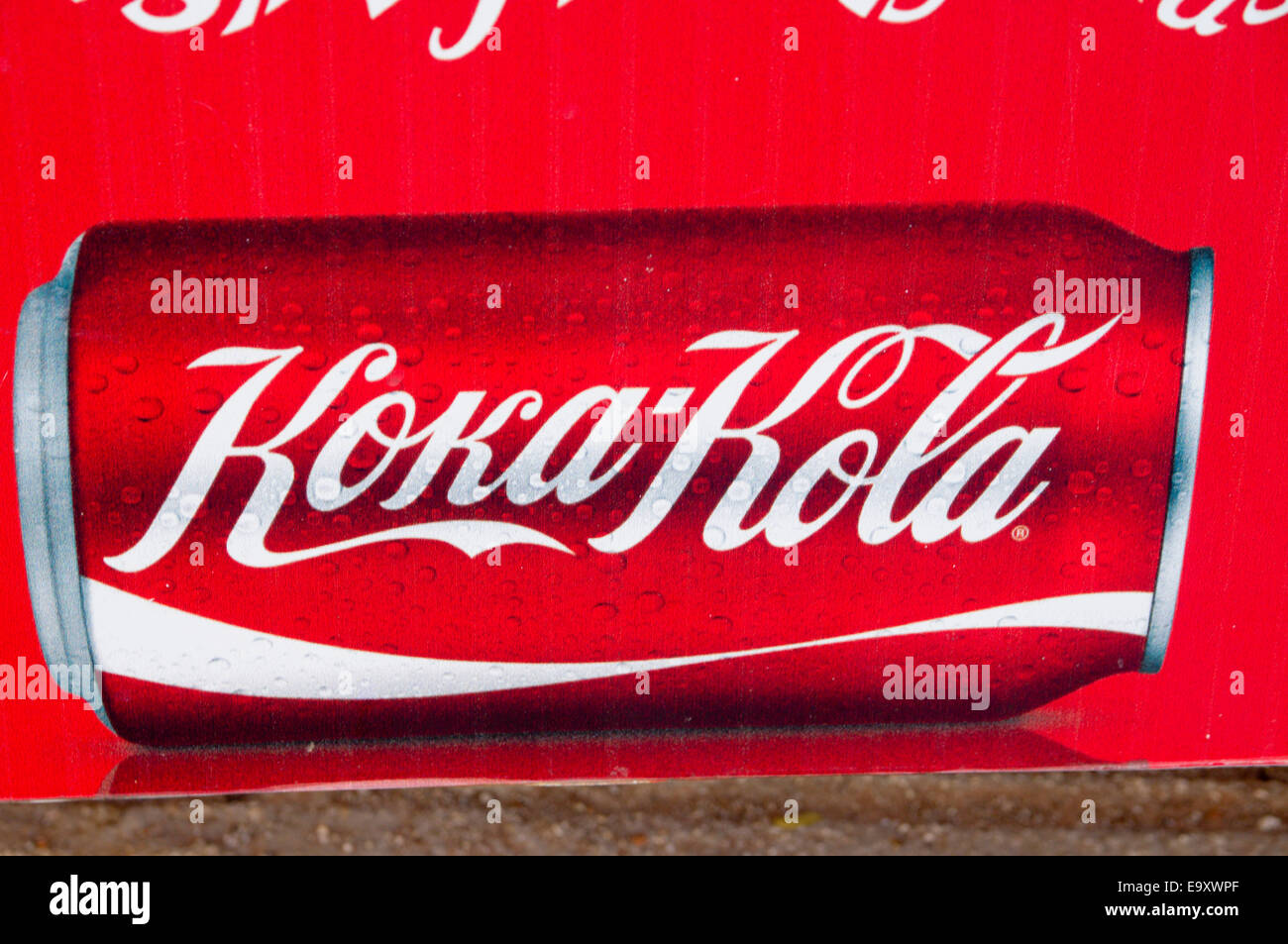 Seat with Coca Cola advertisement in Turkish, Kalkan, Lycian Coast near Kas, Turkey, Asia. Stock Photo