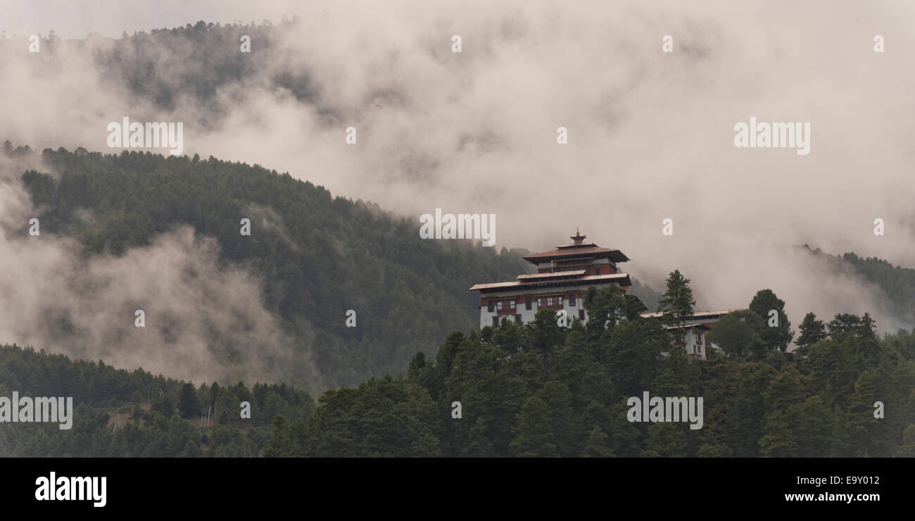 Low angle view of Jakar Dzong, Chokhor Valley, Bumthang District, Bhutan Stock Photo