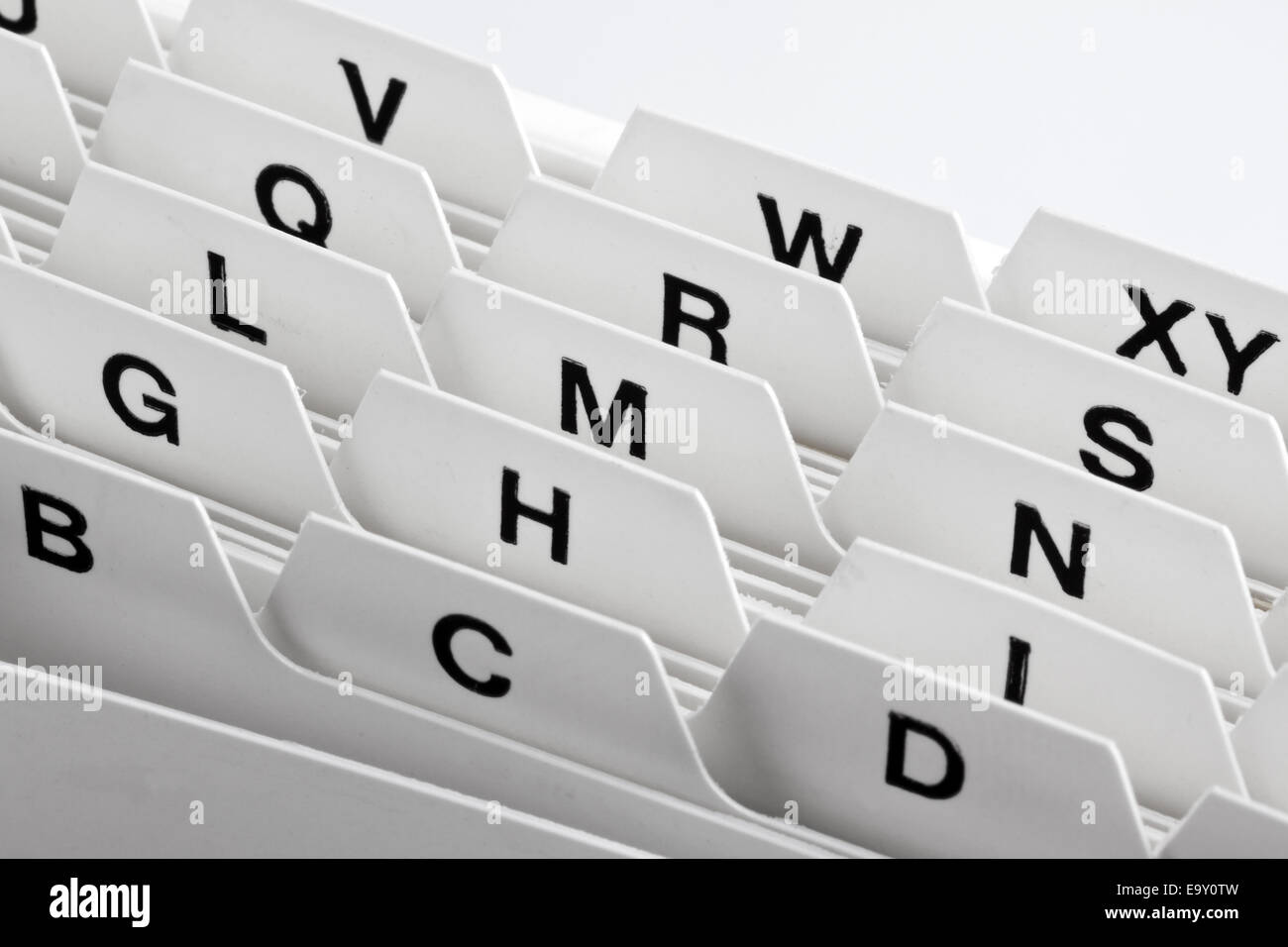 A white index card box with alphabetical order Stock Photo Alamy