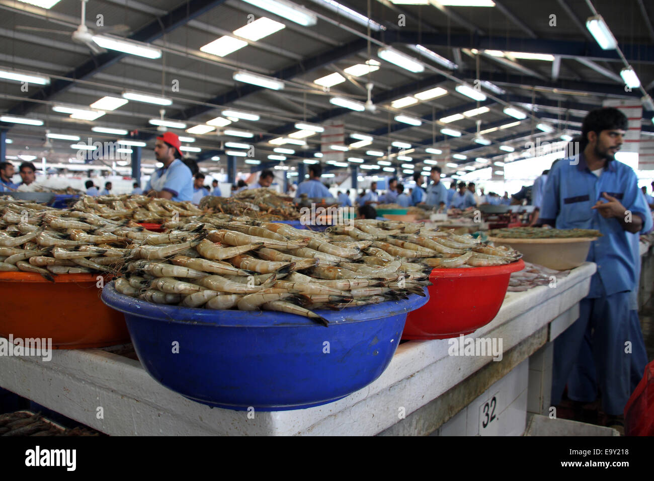Prawns on sale in the Deira fish market in Dubai, UAE Stock Photo Alamy