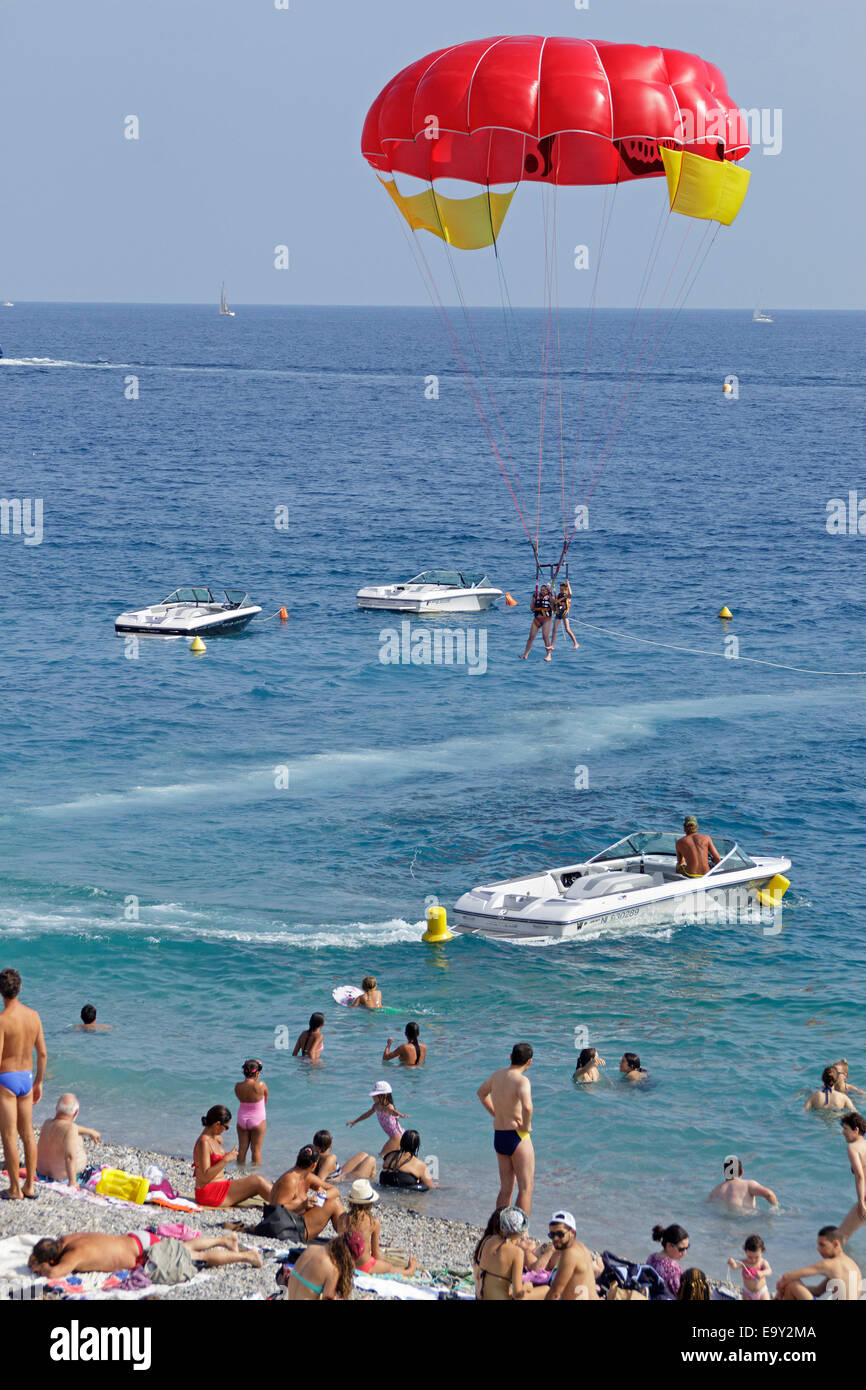 parasailing at the beach of Nice, Cote d´Azur, France Stock Photo Alamy