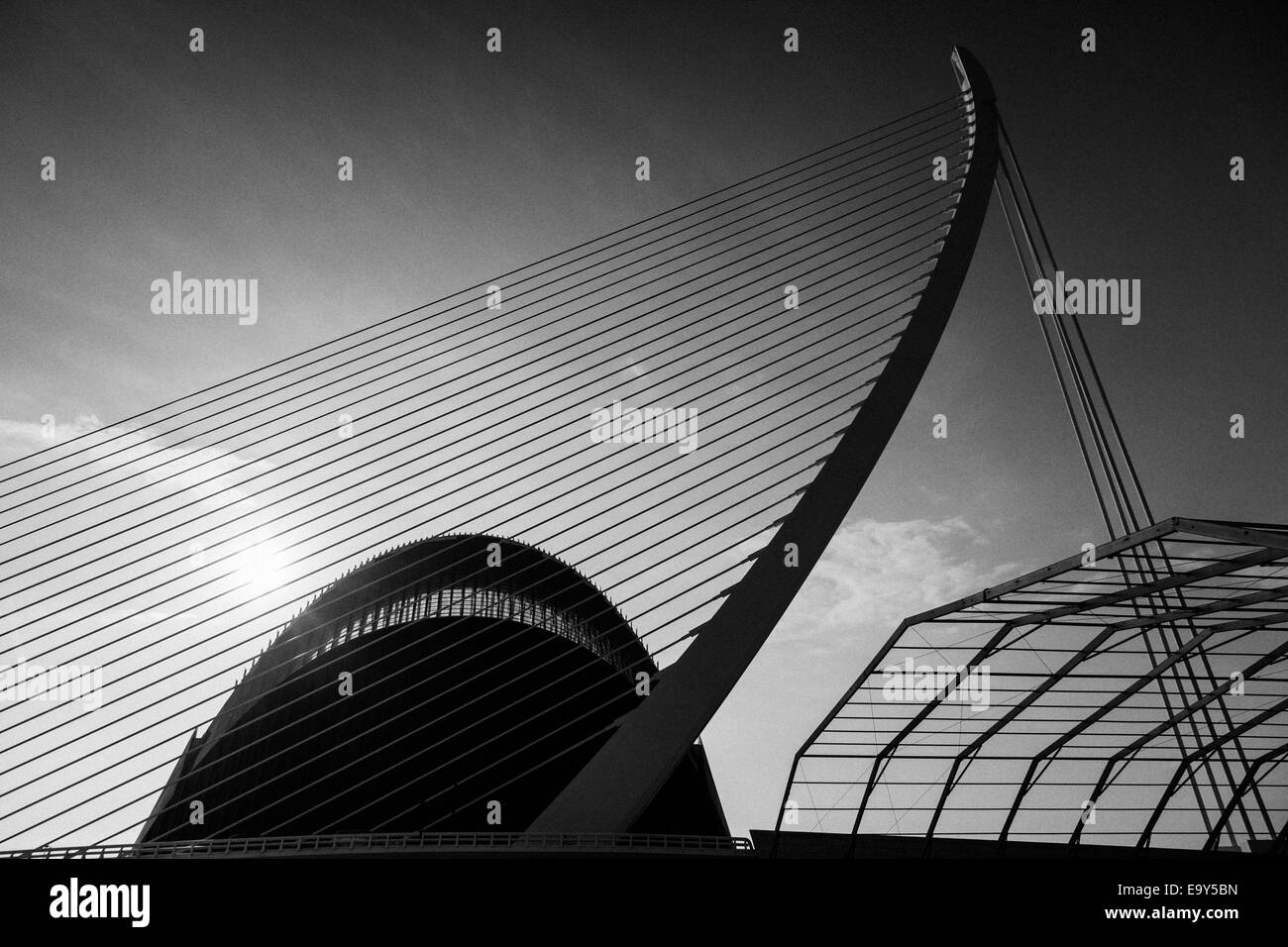 Bridge of Pont du Lassut De Lor  in the City of Arts and Sciences, Valencia, Spain. For color see E9Y5AK Stock Photo
