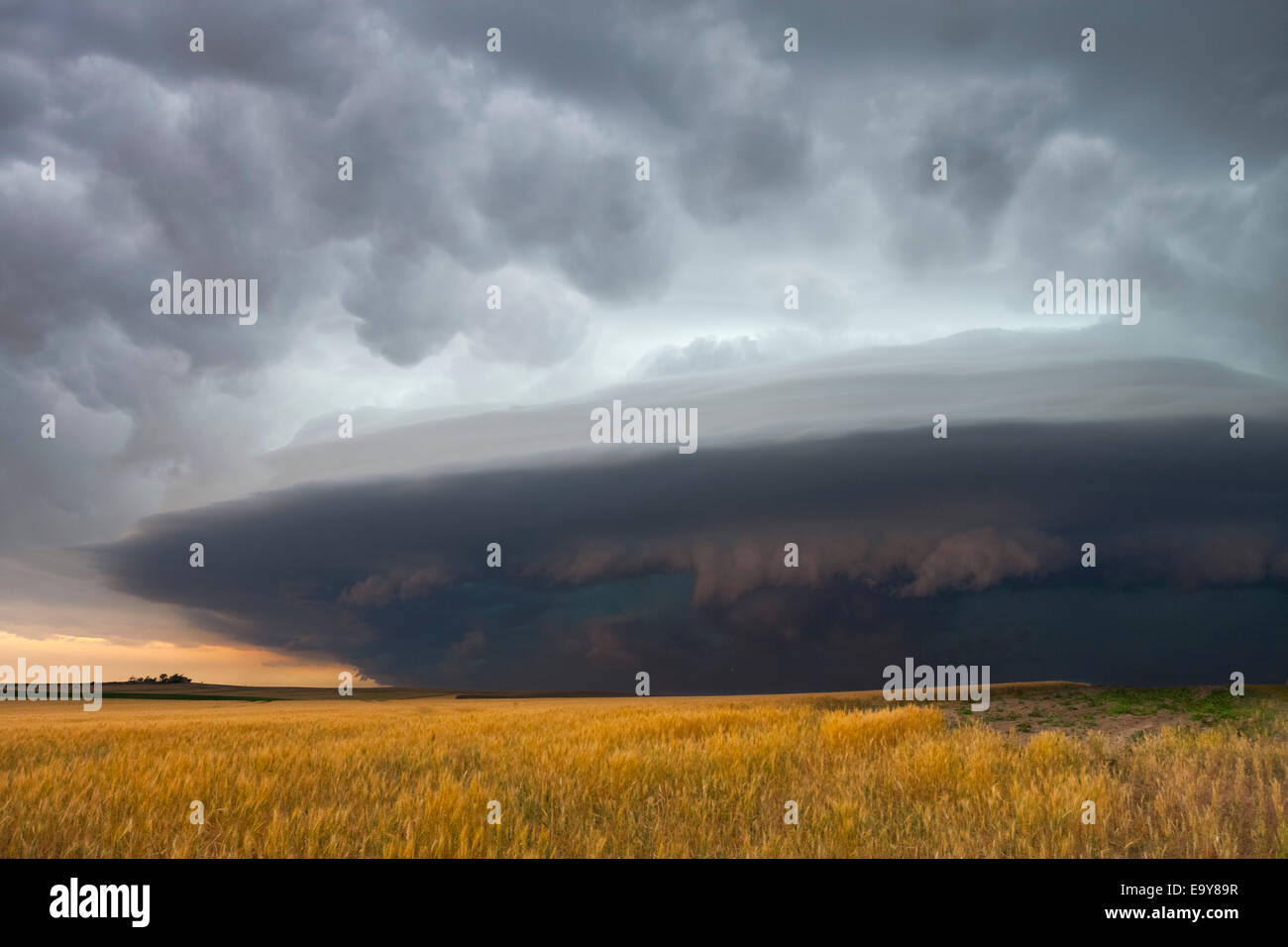 Severe storm races southeast in southwest Nebraska producing high winds and small hail Stock