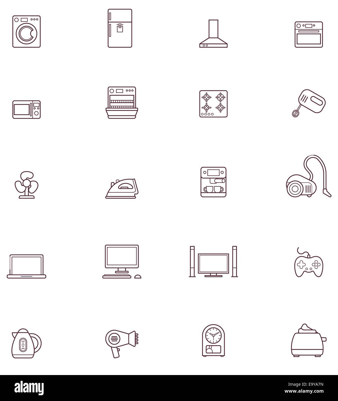 Domestic appliances icon set Stock Photo