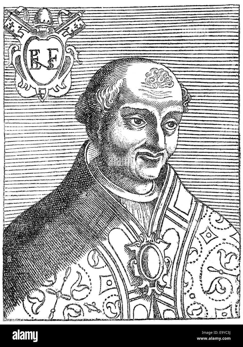 Pope Benedict III or Benedictus III, Pope from 855 to 858, Papst Benedict III. Stock Photo