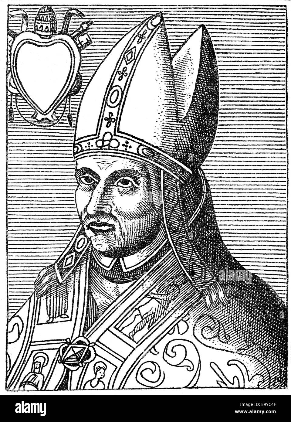 Pope Sylvester II or Silvester II, Born Gerbert d'Aurillac, Gerbert of Aurillac, c. 946 - 1003, Pope from 999 to 1003, Papst Sil Stock Photo