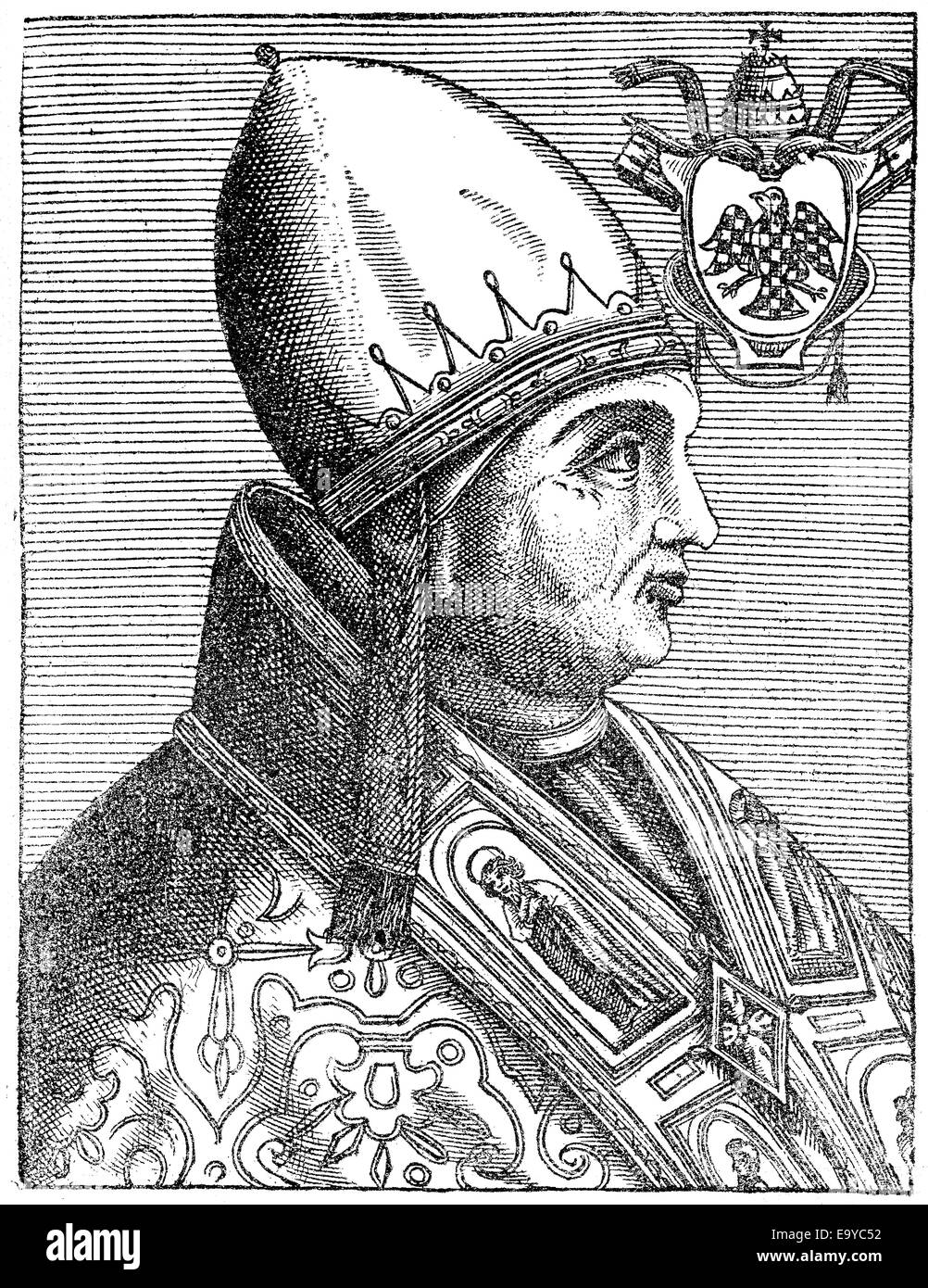 Pope Gregory IX or Gregorius IX; born Ugolino di Conti, Pope from 1227 to 1241, Papst Gregor IX., geboren als Ugolino dei Conti Stock Photo