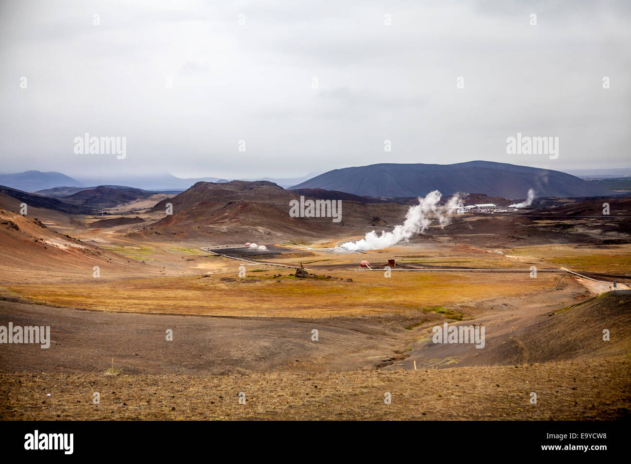 Geothermal Power Station. Region of Hverir in Iceland near Myvatn Lake. Stock Photo