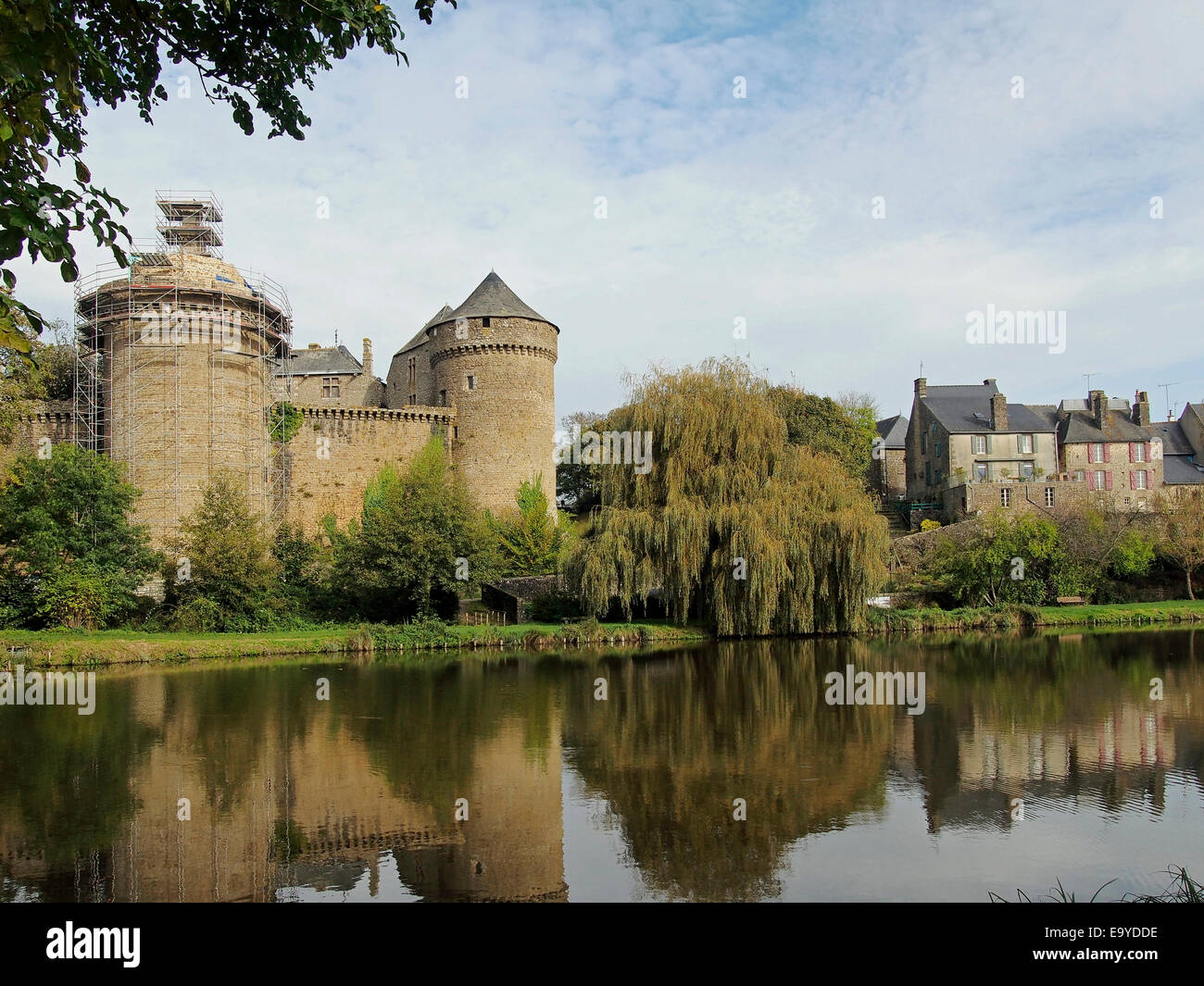 The castle in Lassay les Chateaux a picturesque large village/small