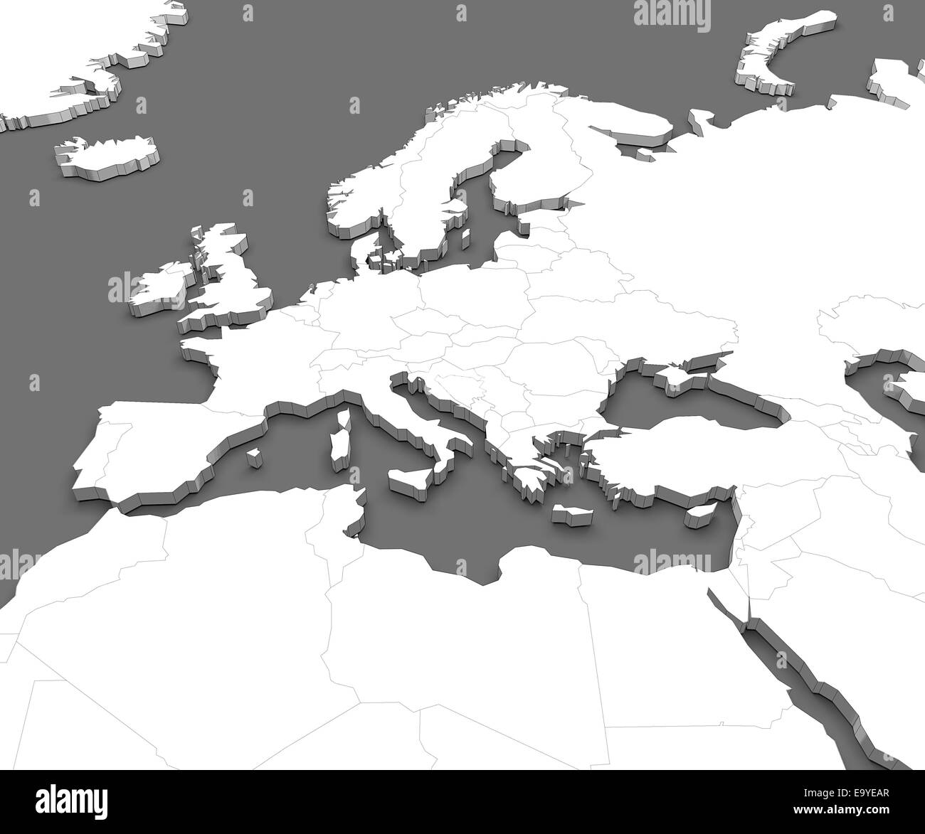 Map of Europe and North Africa Stock Photo