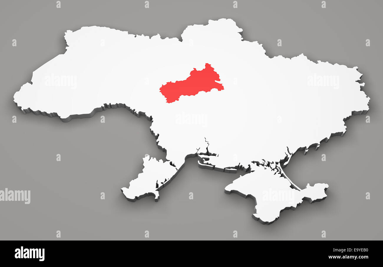 Map of Ukraine, division regions, Cherkasy Stock Photo