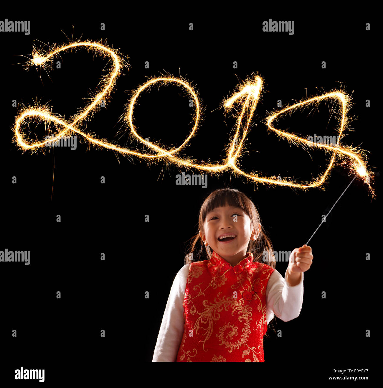 Girl with fireworks Stock Photo Alamy