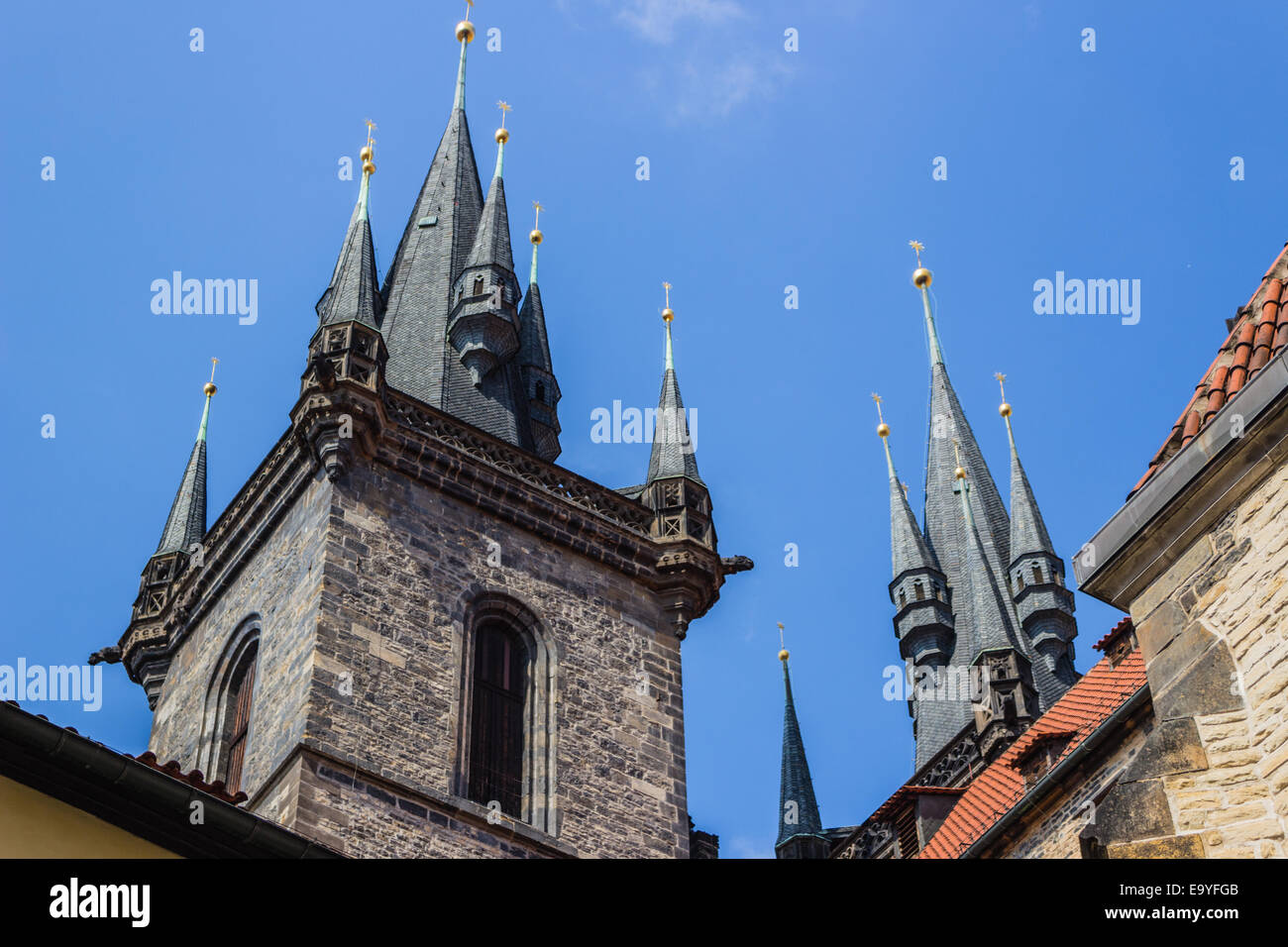 The gothic  Church of Mother of God in front of Týn in Old Town Square in Prague Stock Photo