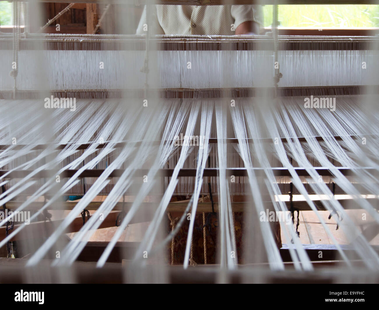 Myanmar Inle Lake lotus root silk textiles Stock Photo - Alamy