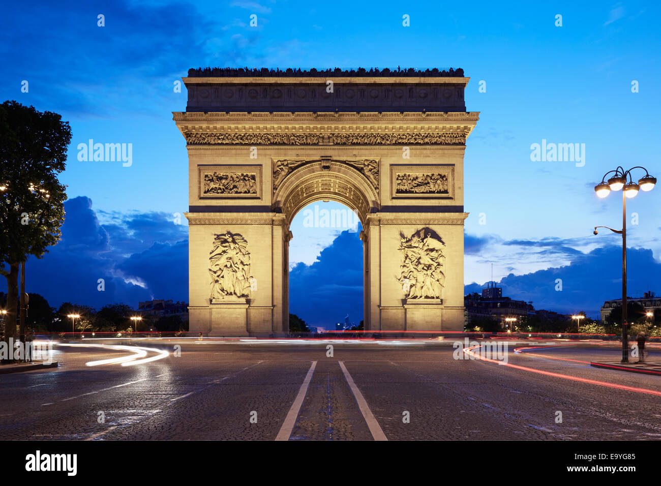 Arc de Triomphe in Paris at night, France Stock Photo