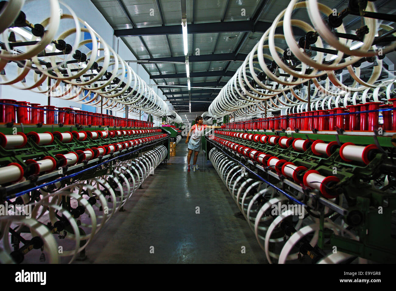Spinning production line Stock Photo Alamy