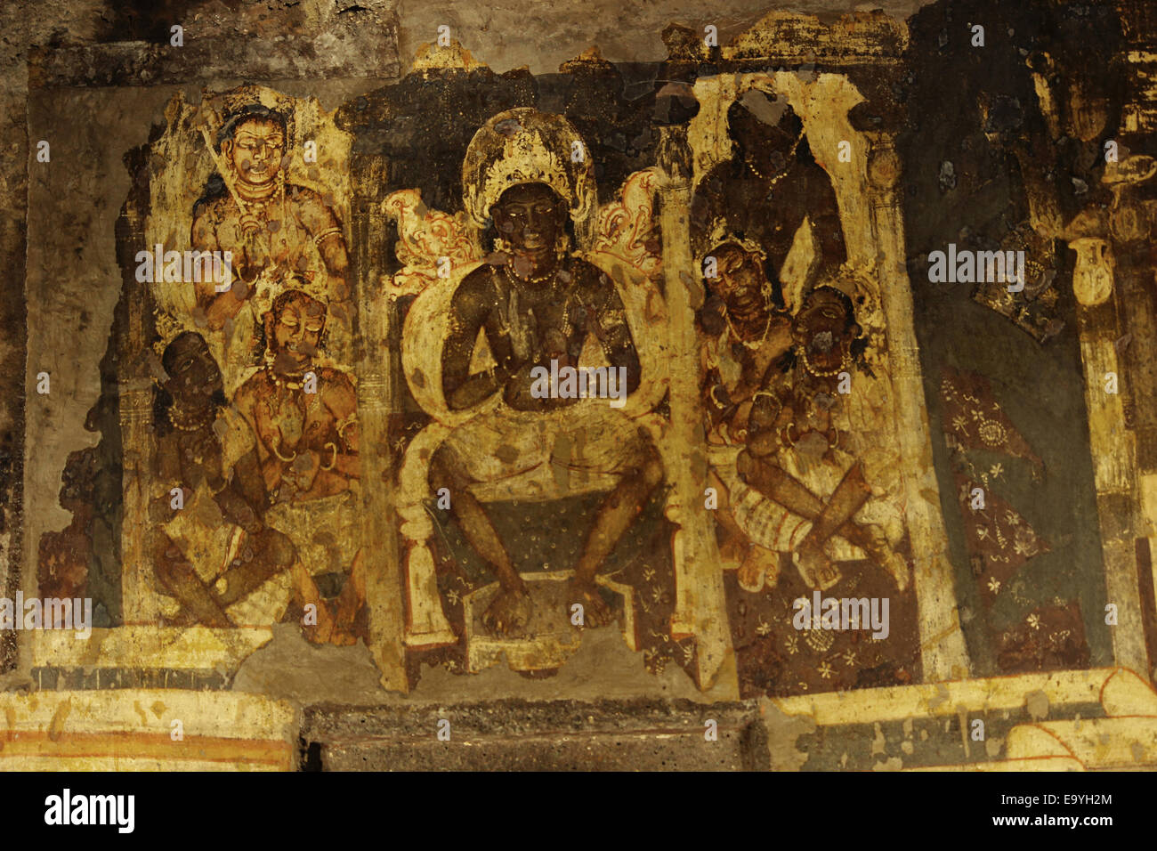 Cave 2 Painting Ajanta Caves, Aurangabad, Maharashtra Stock Photo