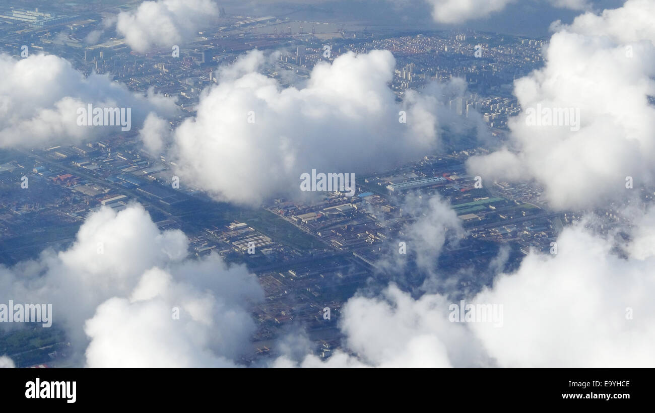 Air overlooking Shanghai Stock Photo