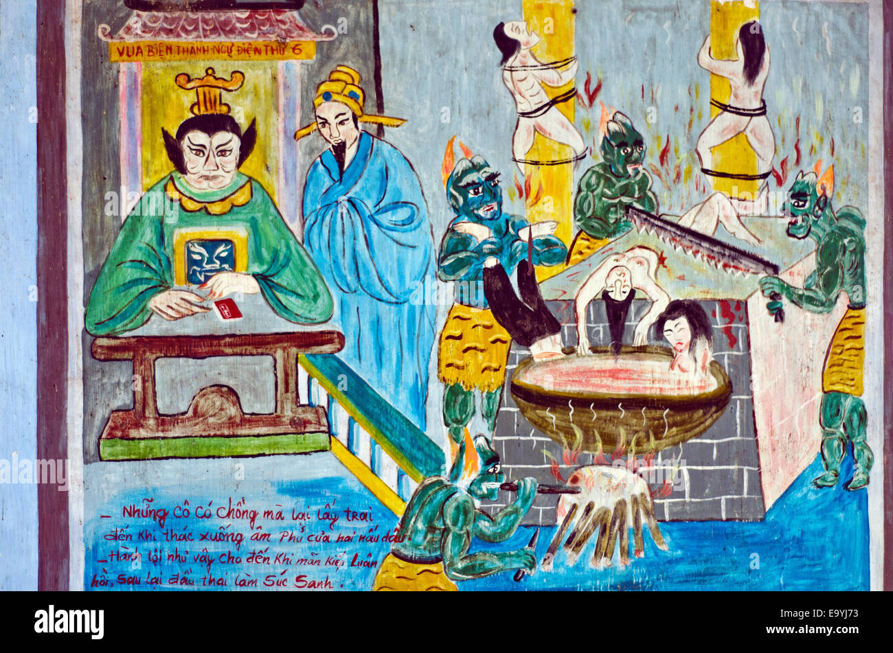 A mural showing a vision of hell,Sam mountain,Chau doc,Mekong Delta,Vietnam Stock Photo