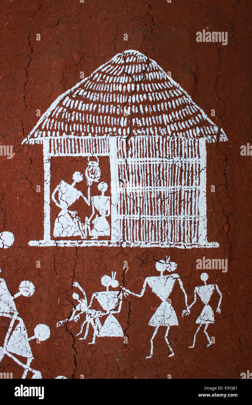 How to draw tribal art|| tribal man drawing || pastel colours drawing || adivasi || Sandipan Art - YouTube