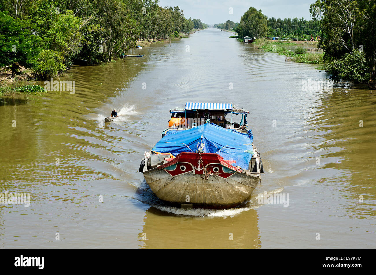 Boat on the Mekong canal , Mekong Delta,Chau doc,Vietnam Stock Photo