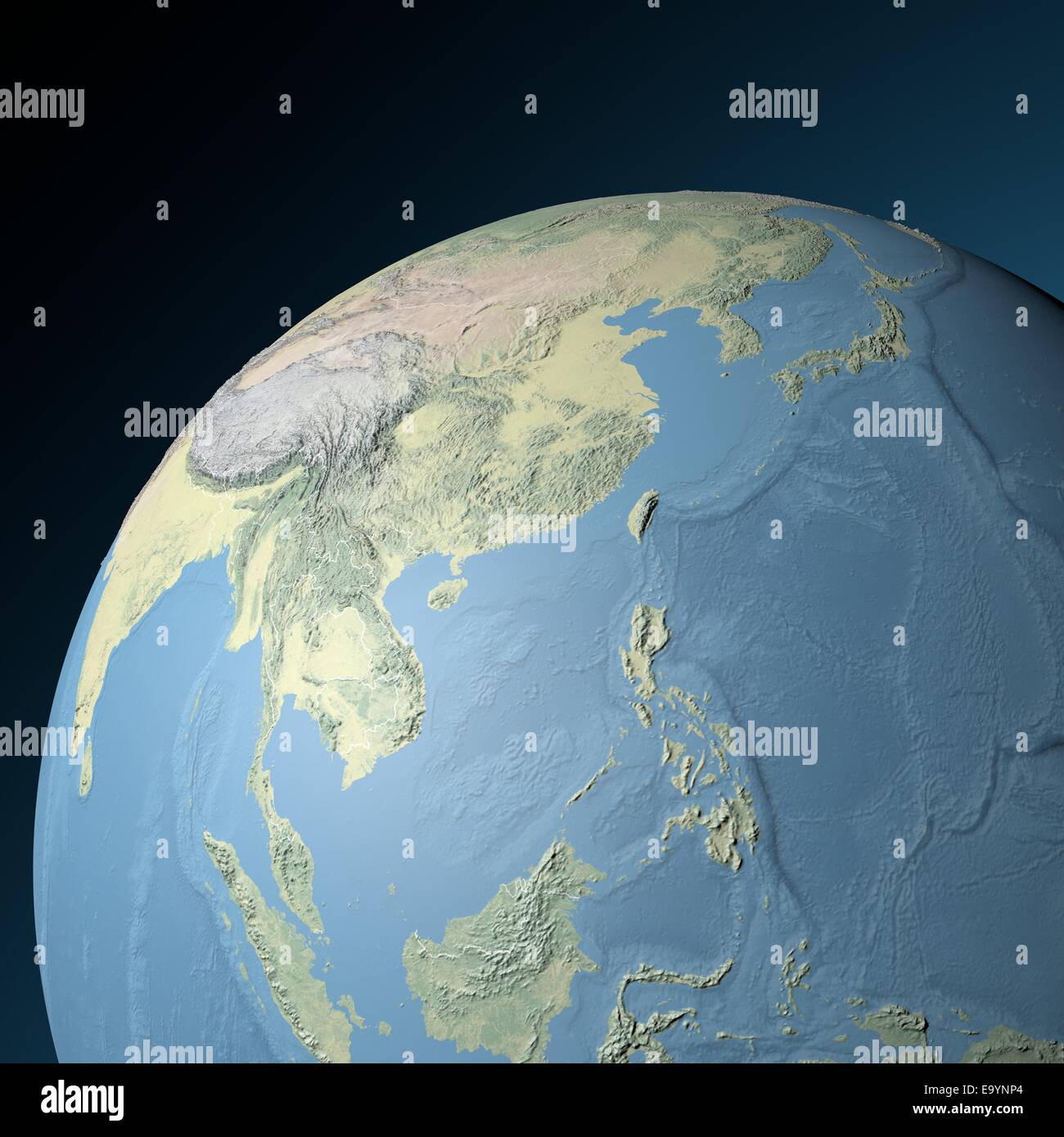 Physical relief map East Asia . Elements of this image furnished by NASA Stock Photo