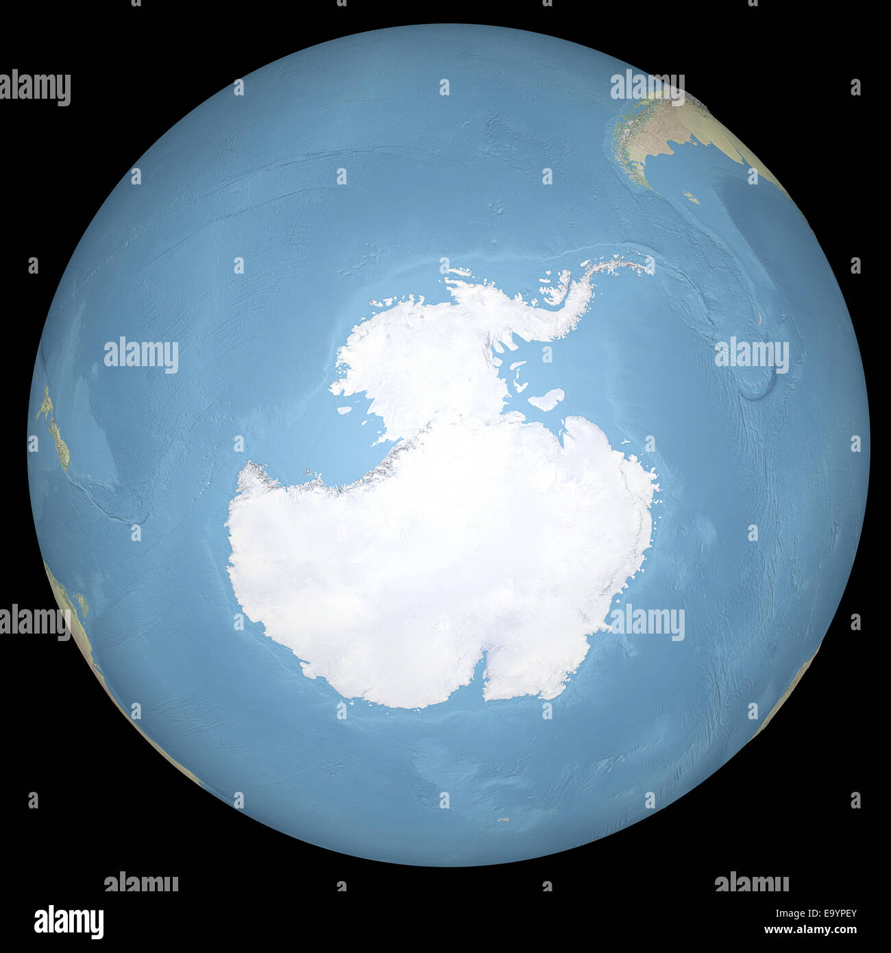 Northern hemisphere on Earth viewed from above north pole Stock Photo