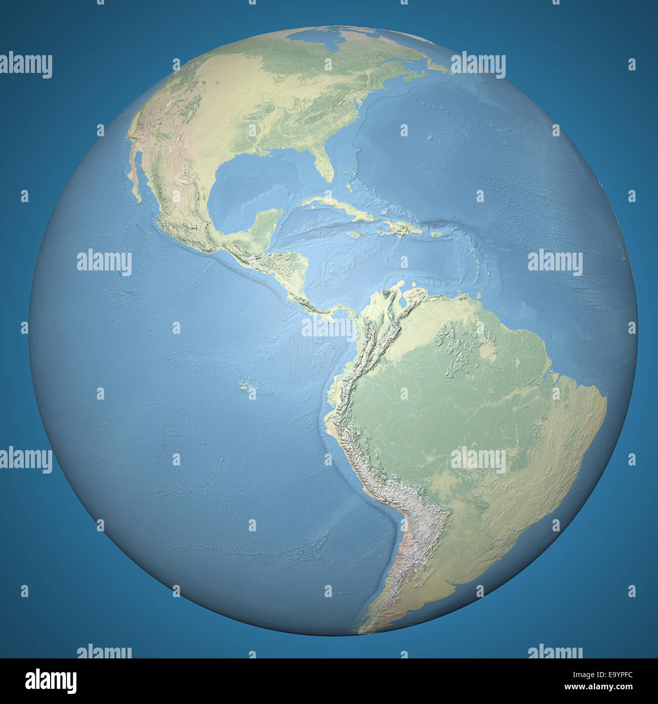 Earth globe map. Side of the North and South America Stock Photo