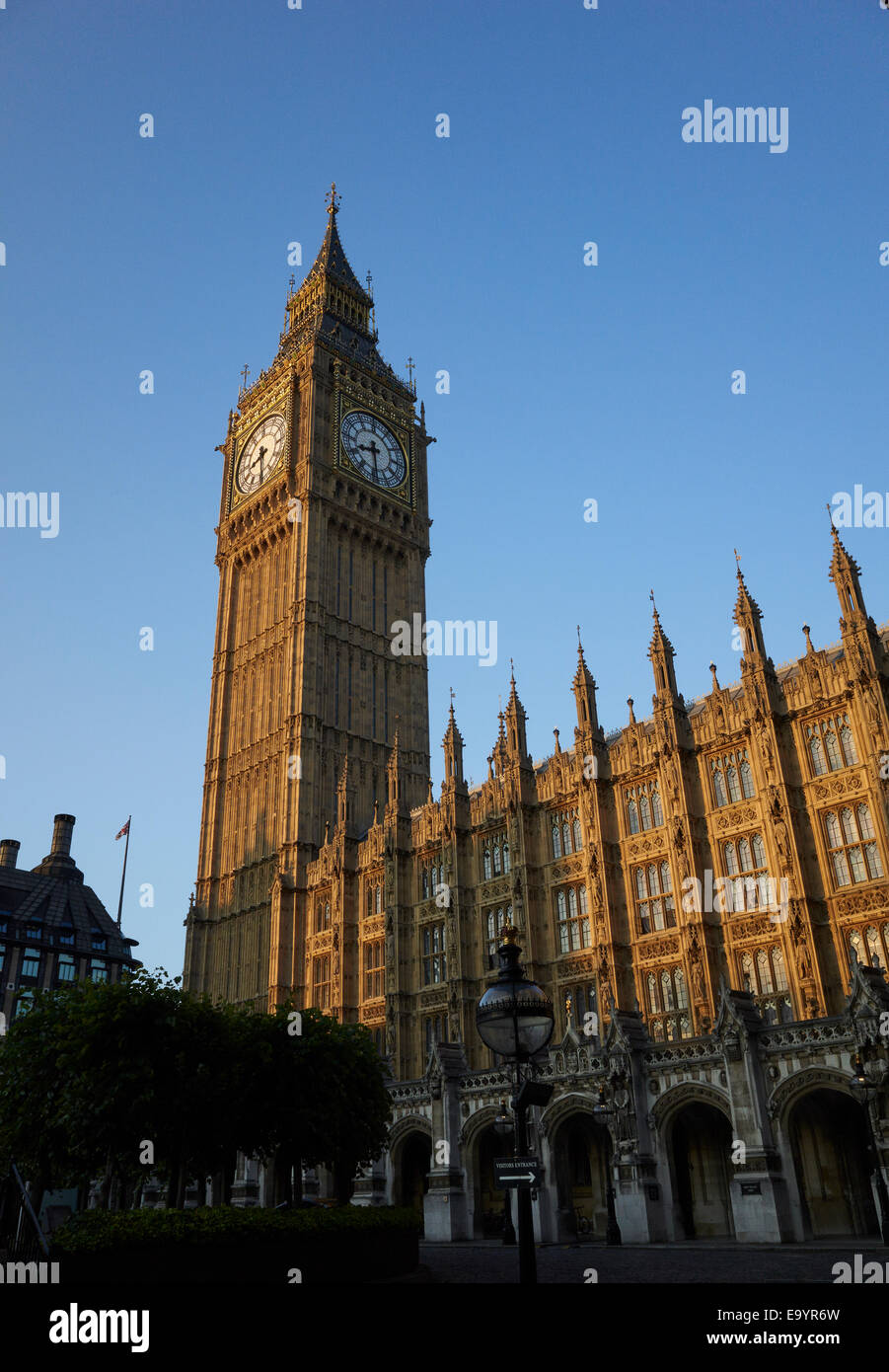 Queen Elizabeth Tower, also known as Big Ben, from New Palace Yard, Houses of Parliament, London UK Stock Photo