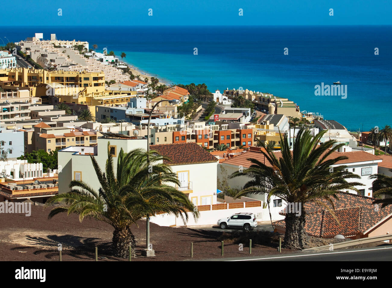 Træ Perforering Følg os Resort with good airport access on the far south coast, popular with  Germans; Morro Jable, Fuerteventura, Canary Islands, Spain Stock Photo -  Alamy