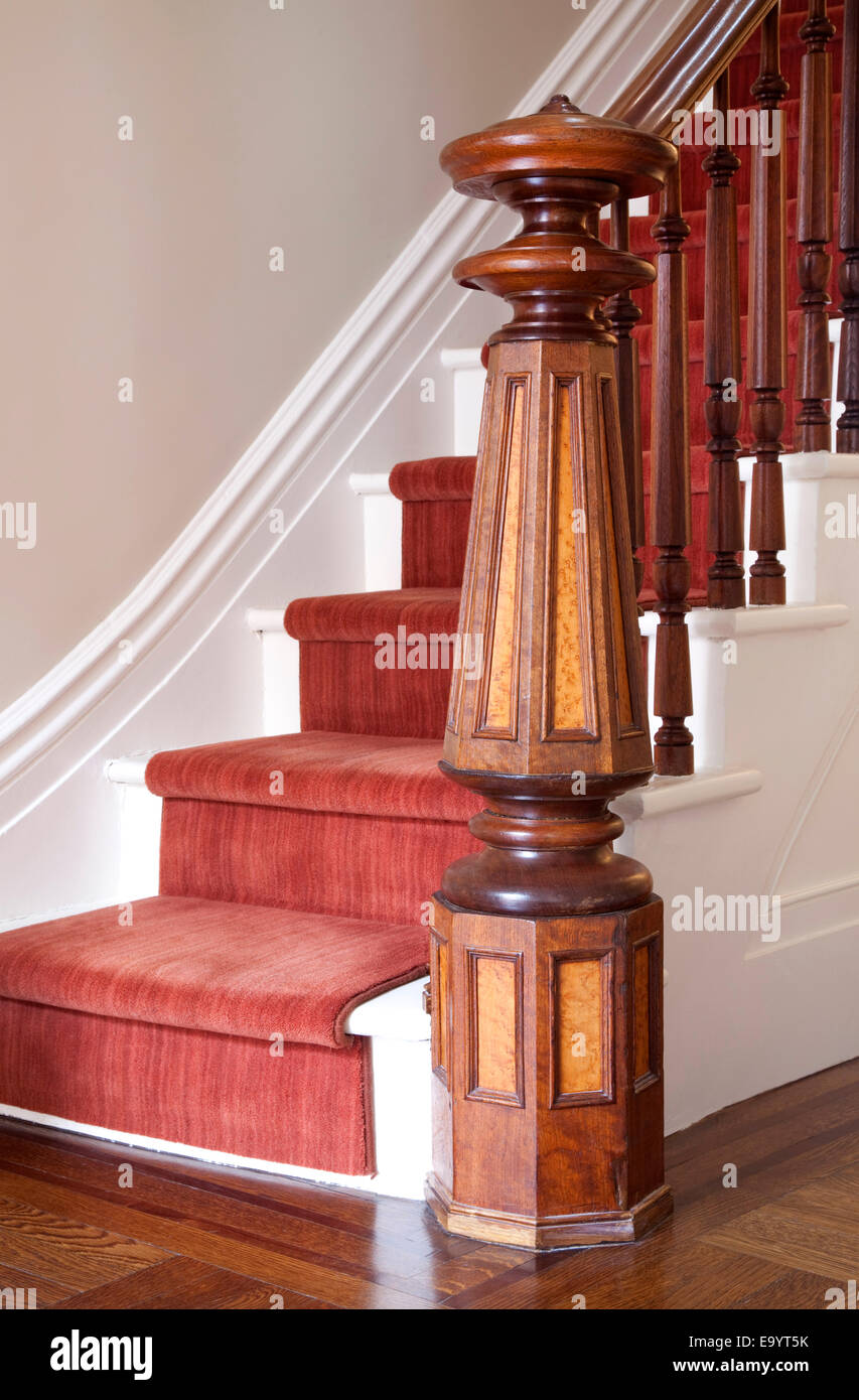 Newel Post and stairs Stock Photo