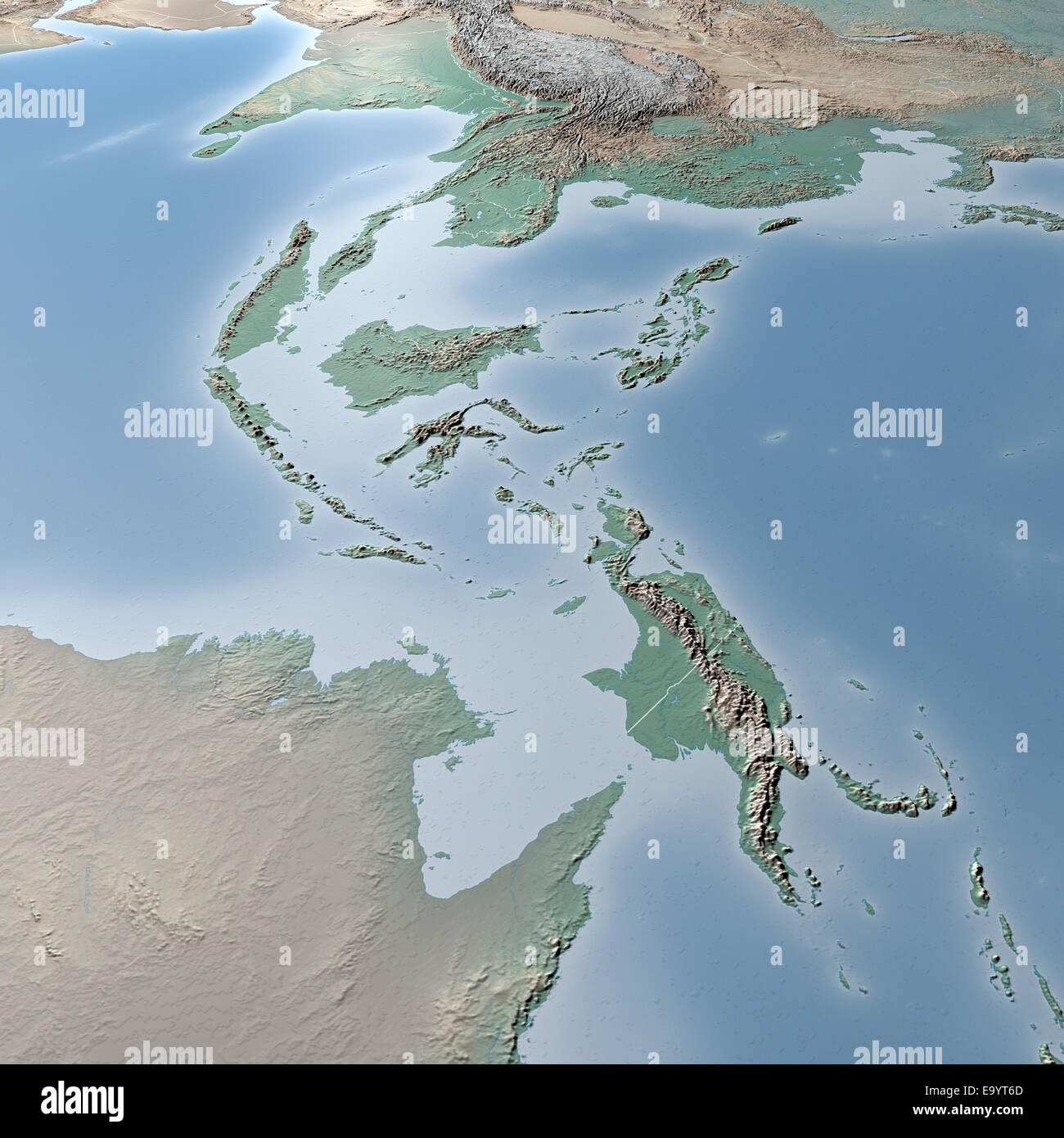 World Map, physical map, South East Asia, Indonesia Stock Photo