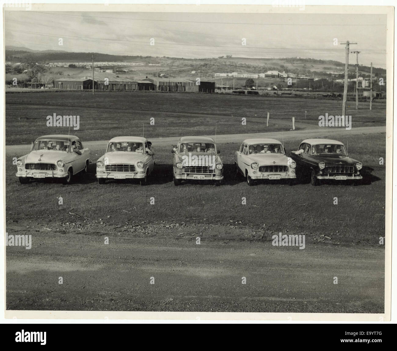 FB Holden cars used by Launceston RACT for school driver education course (c1960) FB Holden cars used by Launceston RACT for school driver 13995794797 o Stock Photo
