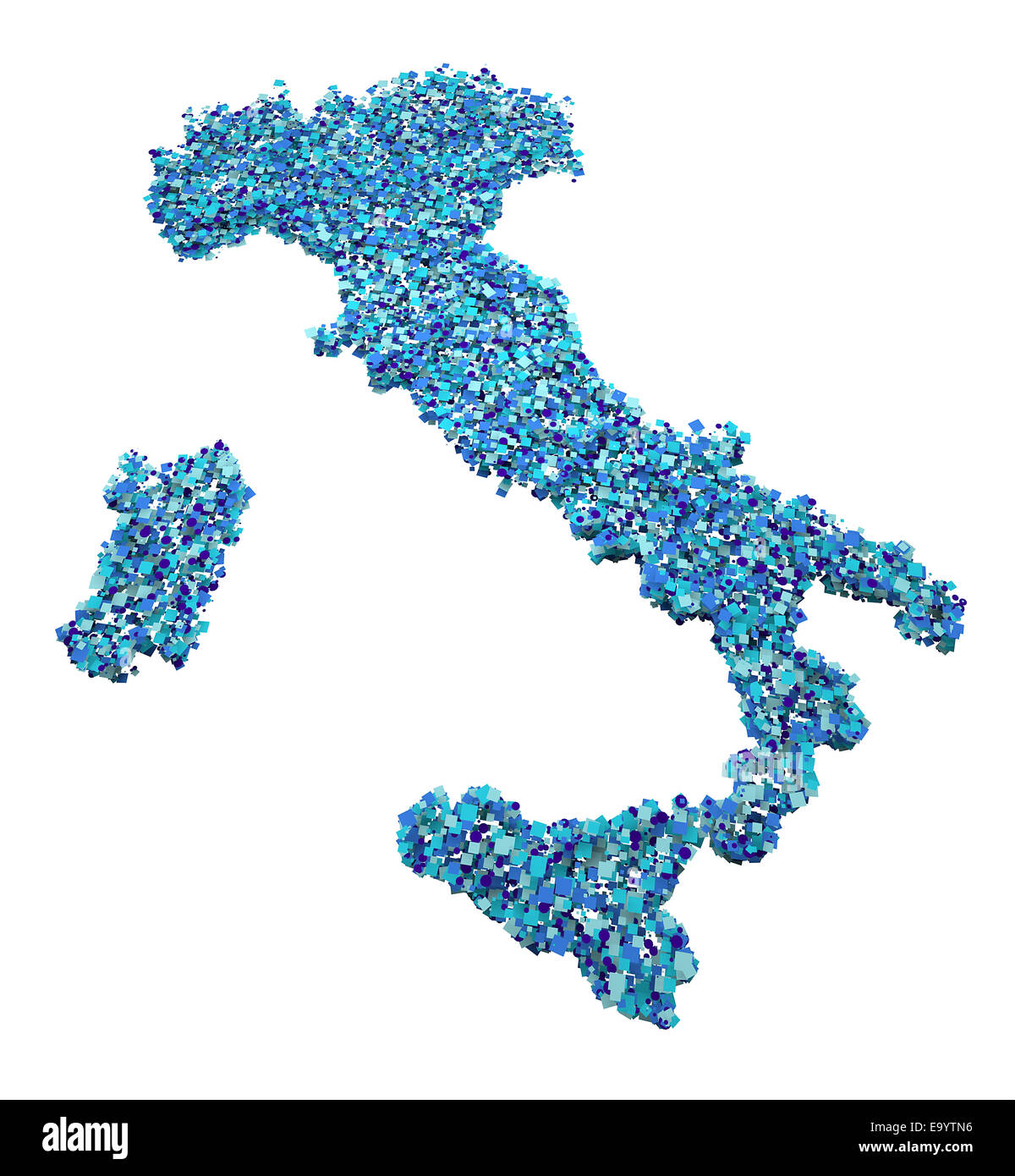 3d blue Italy map on white background Stock Photo