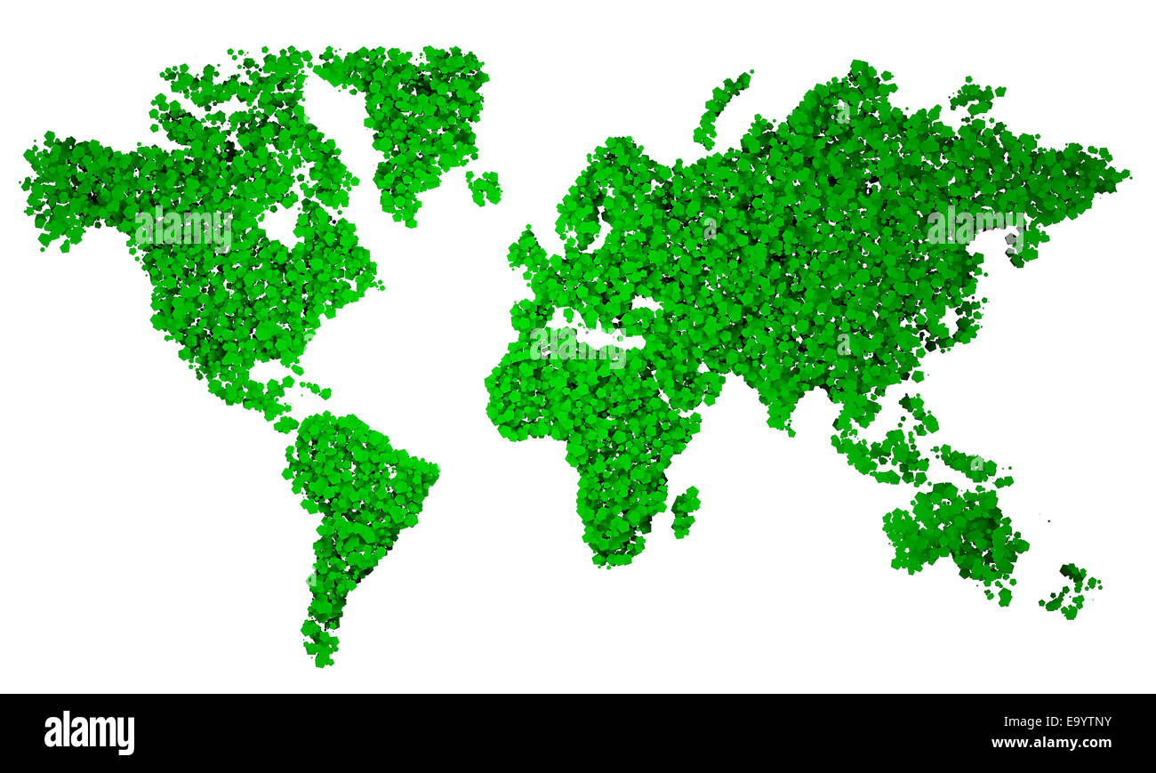 World map - green points on white background Stock Photo