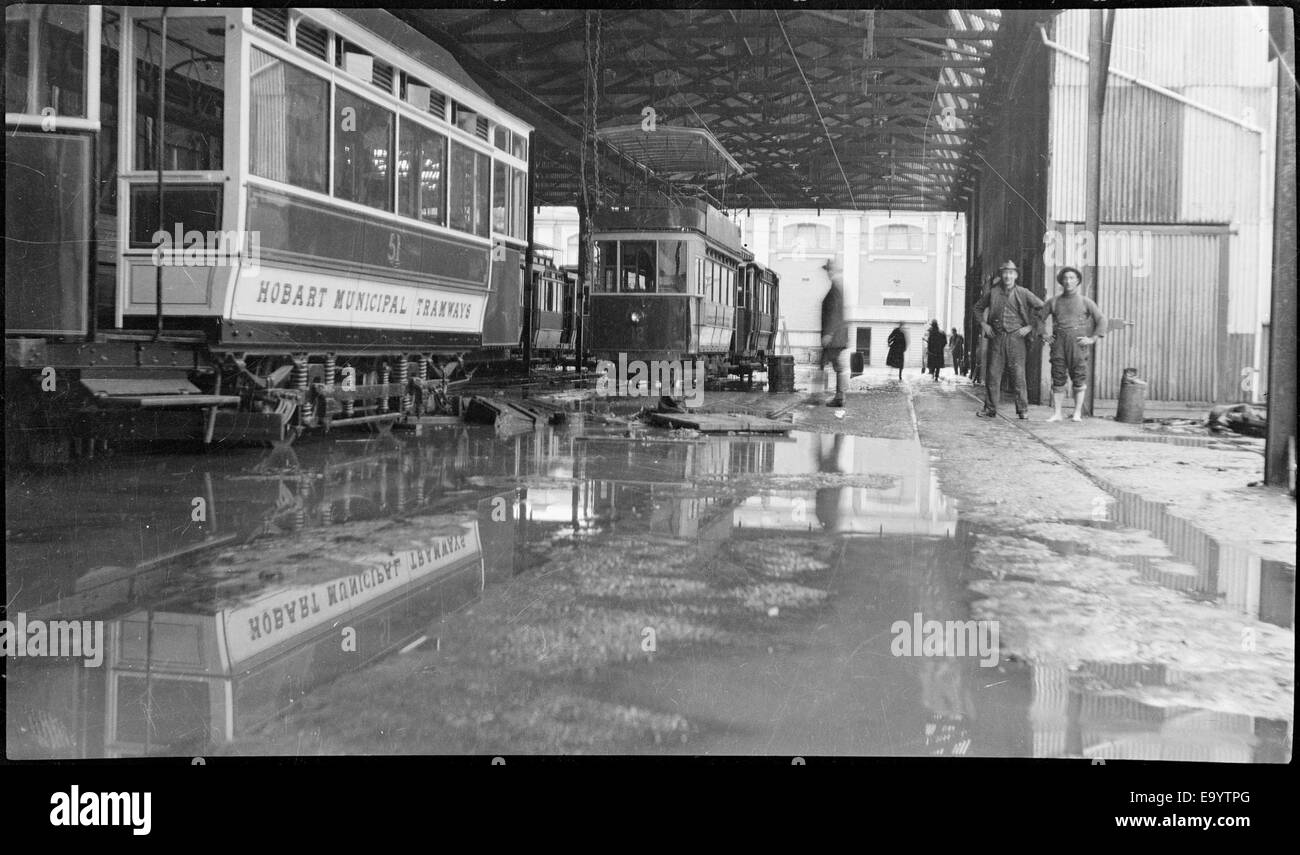 Hobart Hobart Municipal Tramways interior of tram sheds after