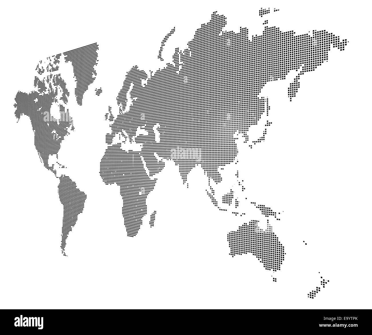 3d gray world map illustration on white background Stock Photo