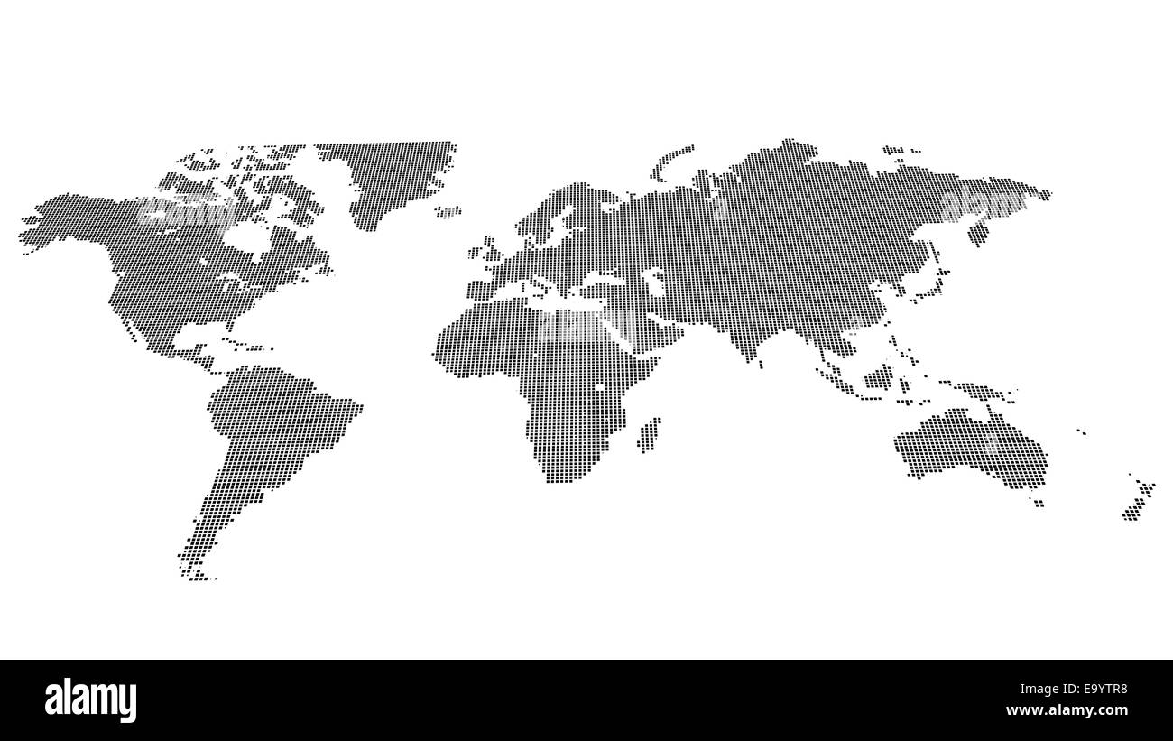 3d gray world map illustration on white background Stock Photo