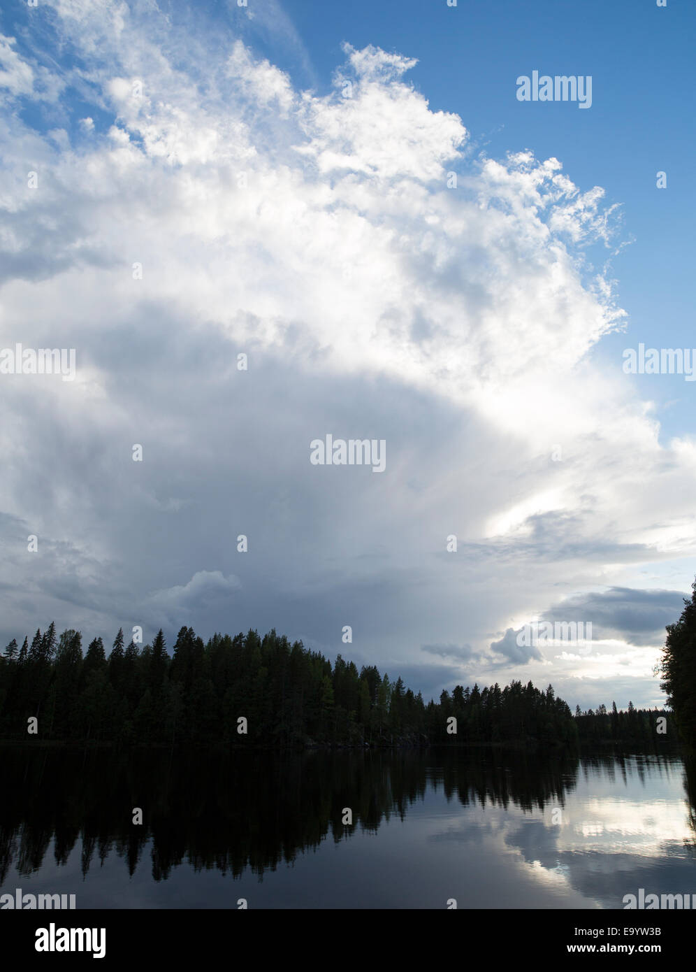 Thunderstorm clouds rising at horizon , Finland Stock Photo