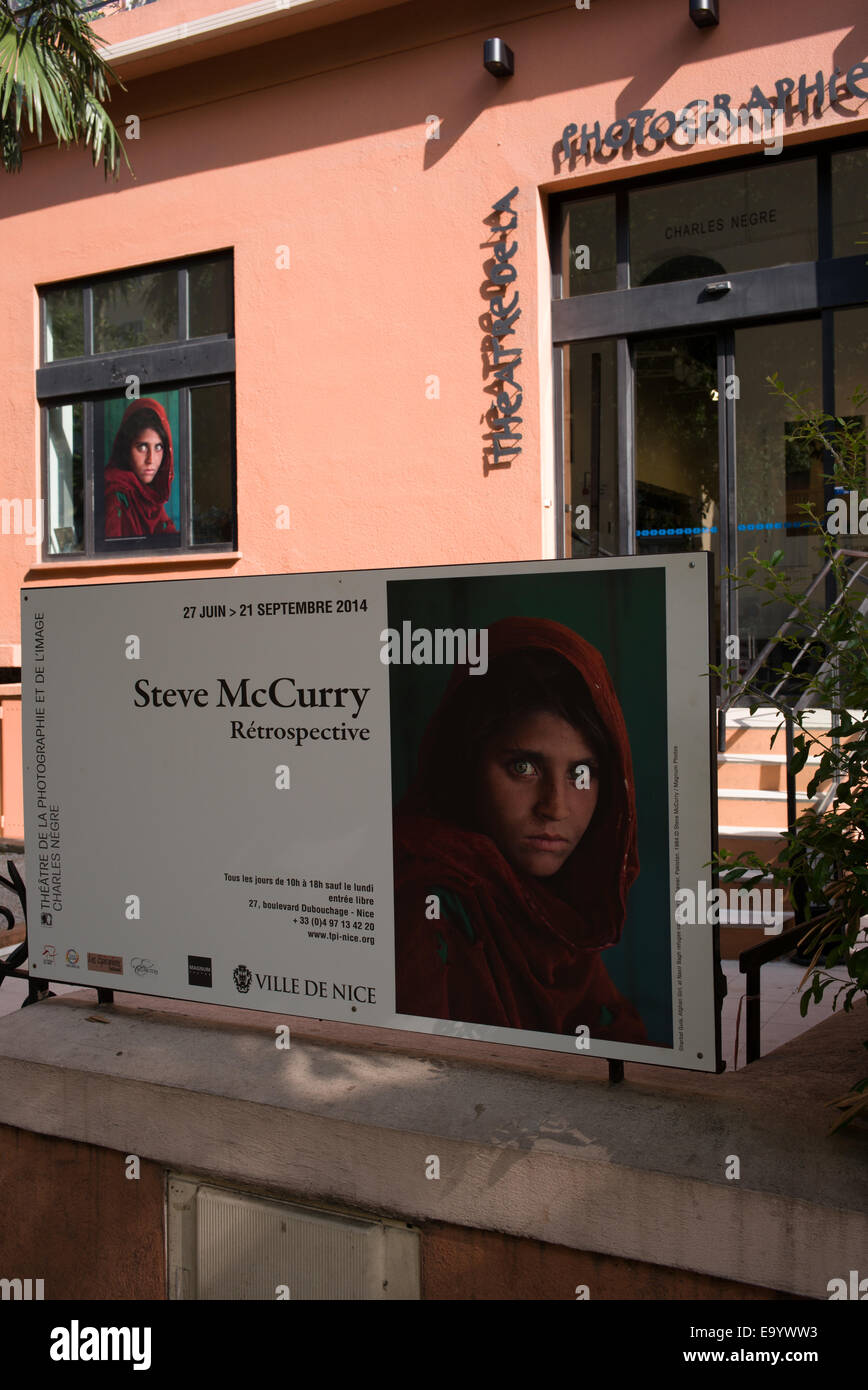Steve McCurry retrospective exhibition in Nice, France, 2014. Stock Photo
