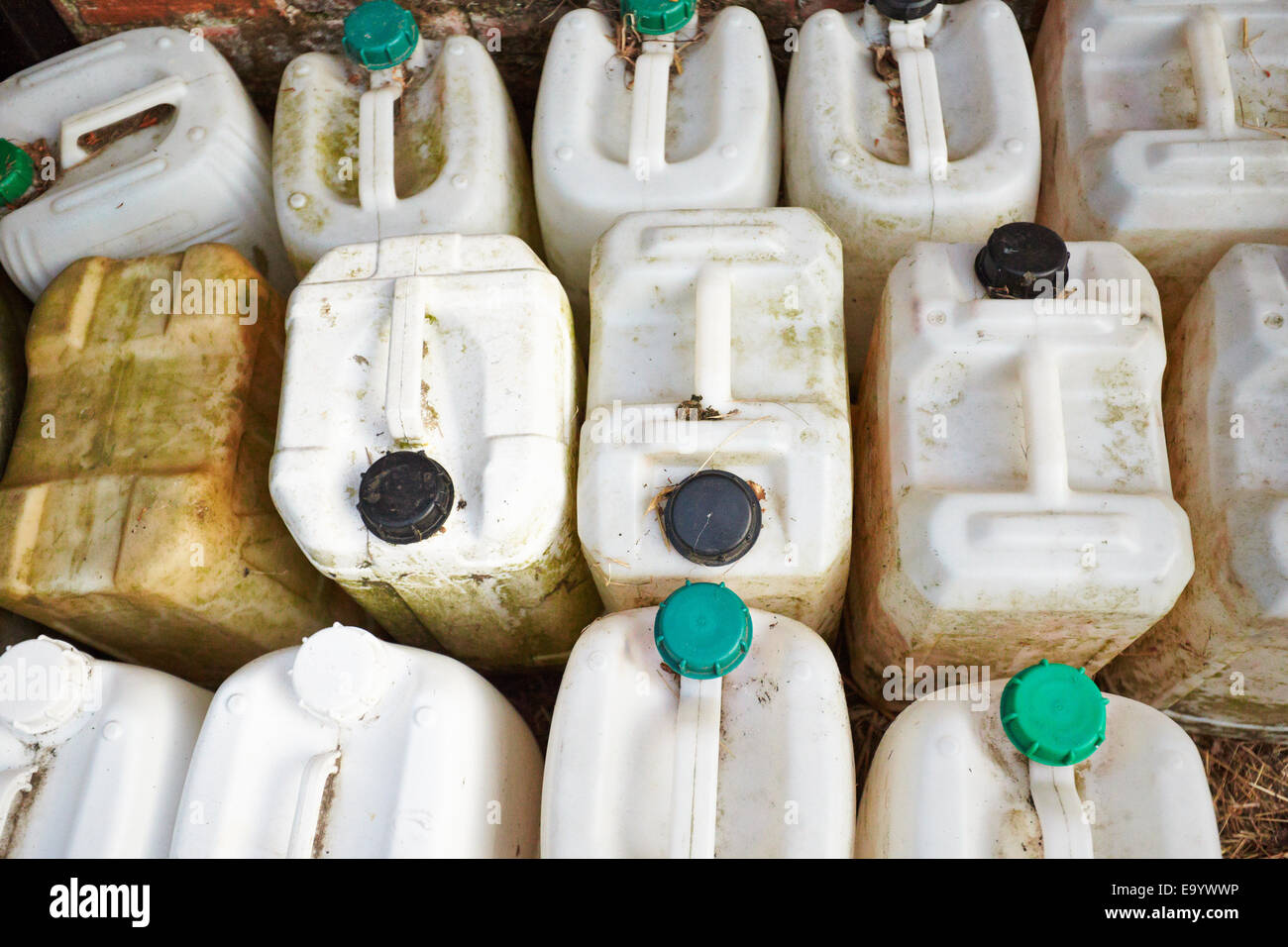 Old plastic containers seen from above Stock Photo Alamy