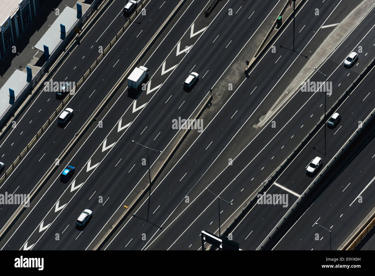 Aerial view of highway and traffic, Port Melbourne, Melbourne, Victoria, Australia Stock Photo