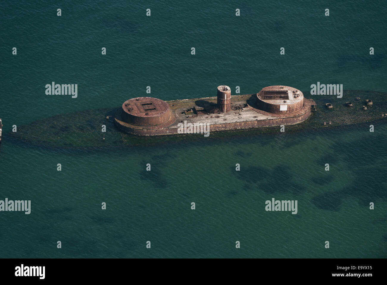 Aerial view of shipwrecked HMS Cerberus, St Kilda, Melbourne, Victoria, Australia Stock Photo